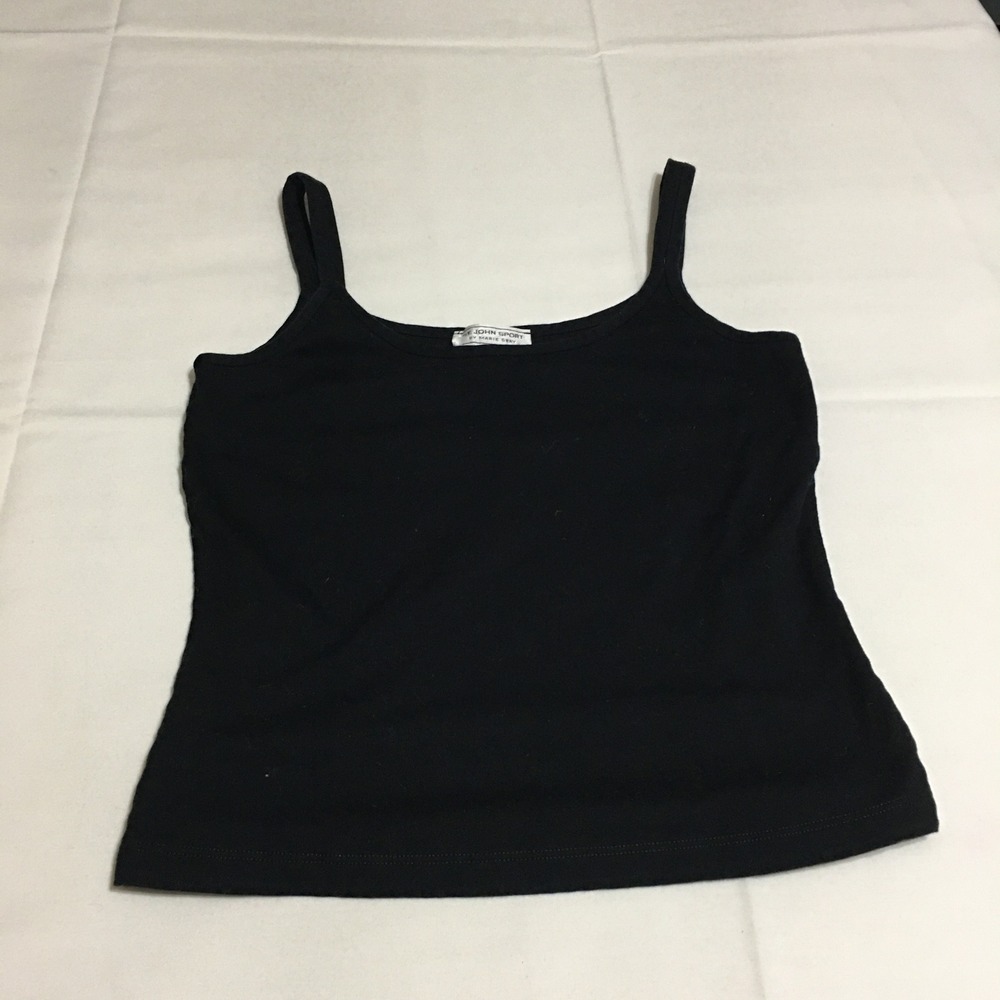 St. John Sport by Marie Gray Tank Top Women Petite Black Sleeveless Scoop Neck